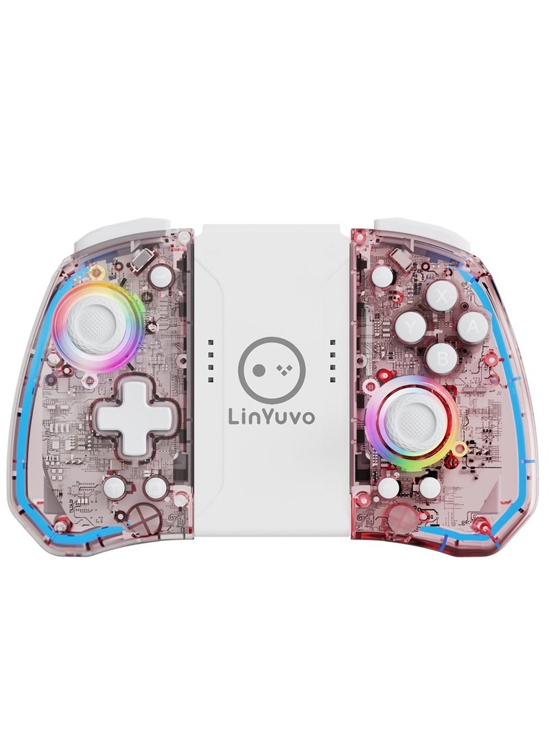 LinYuvo وحدة تحكم الألعاب بلوتوث Classic Joycon LinYuvo KS40 لجهاز Switch وSwitch Lite وSwitch OLED مع إضاءة RGB وعصا معدنية وجيروسكوب بستة محاور ووظيفة انفجار توربو وضبط اهتزاز مزدوج ووظيفة قابلة للبرمجة ووظيفة الاستيقاظ بزر واحد - Image 1